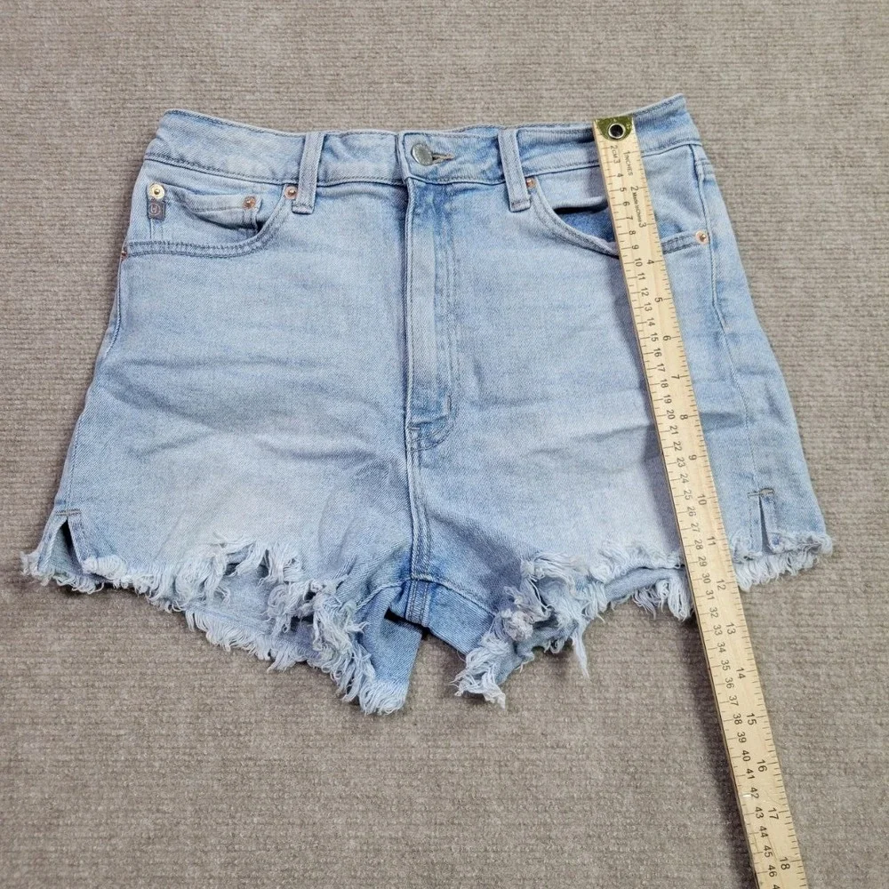 Just USA Jean Shorts Womens Large Blue Light Wash Frayed‎ Hem Casual Denim